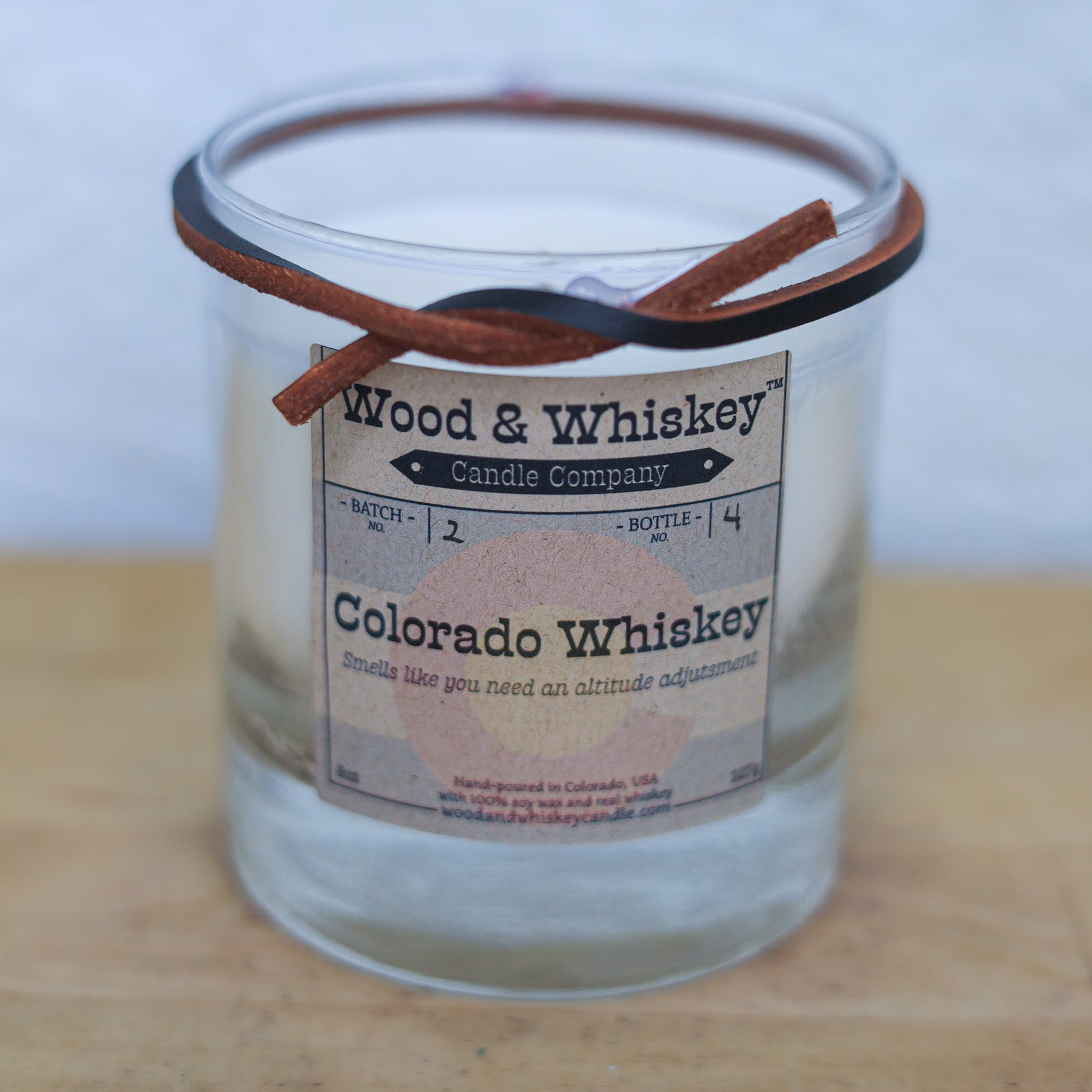 Colorado Whiskey | 8 oz Whiskey Infused Cocktail Glass Candle