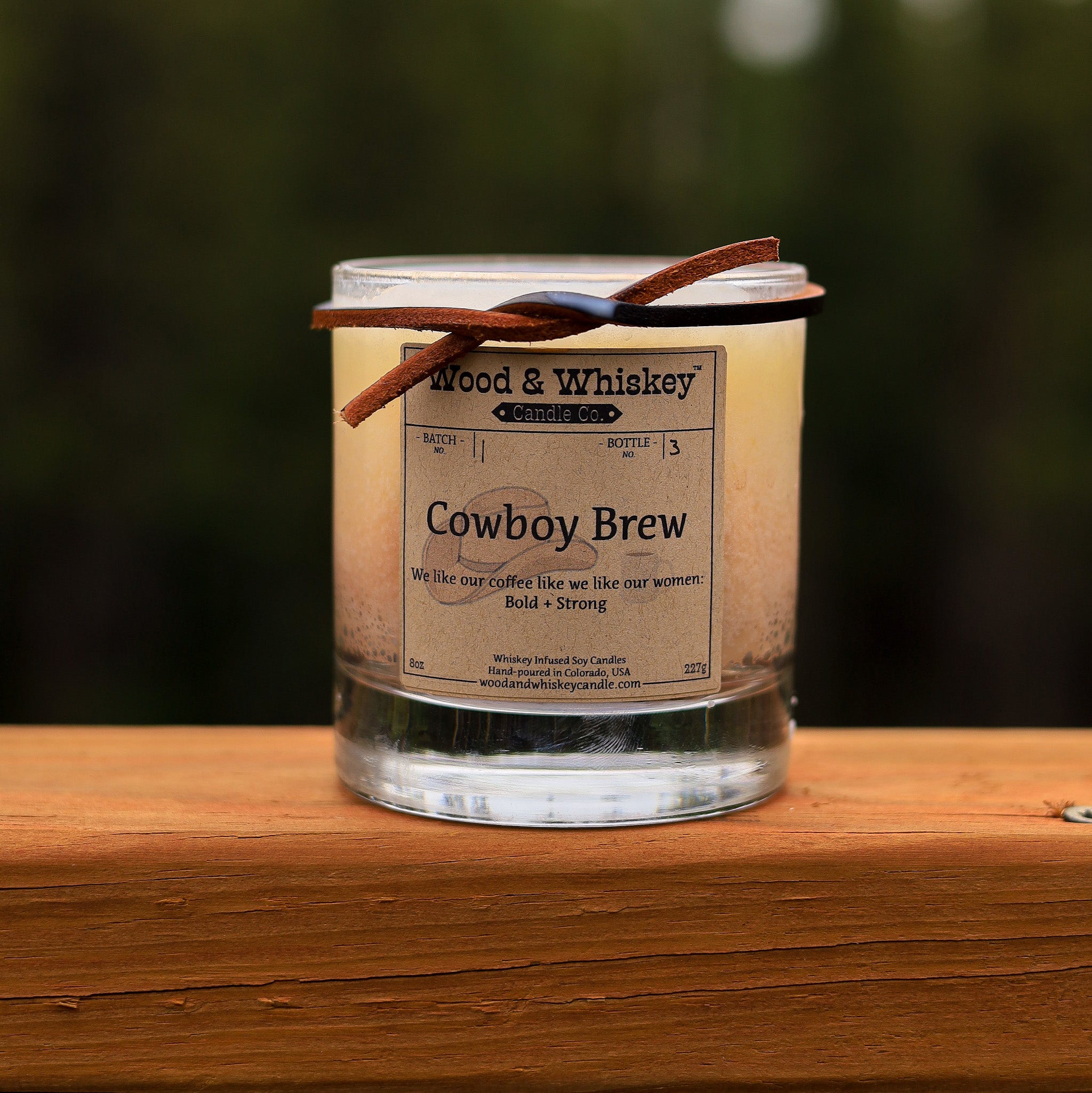 Cowboy Brew | 8 oz Whiskey Infused Cocktail Glass Candle