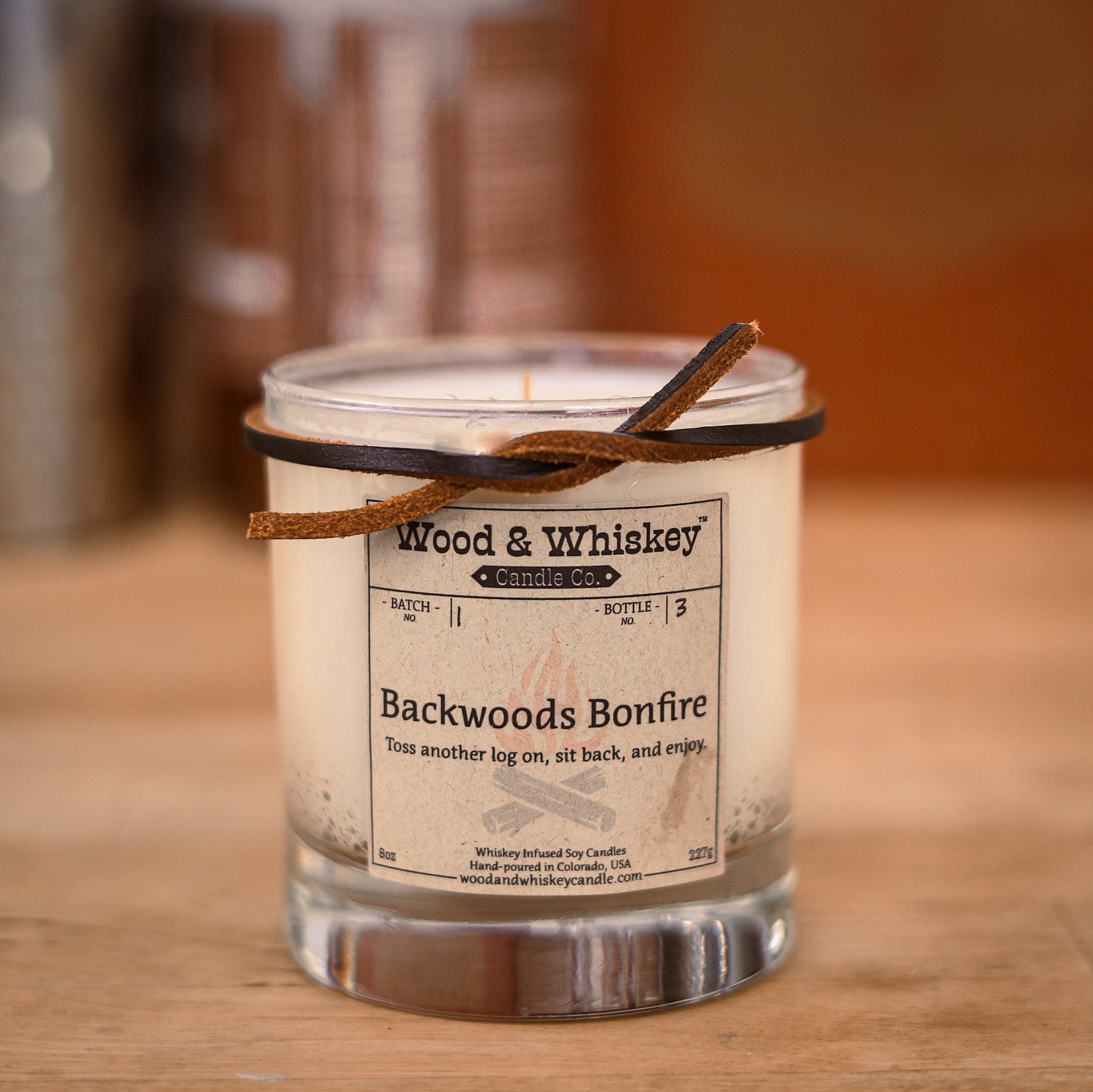 Backwoods Bonfire | 8 oz Whiskey Infused Cocktail Glass Candle