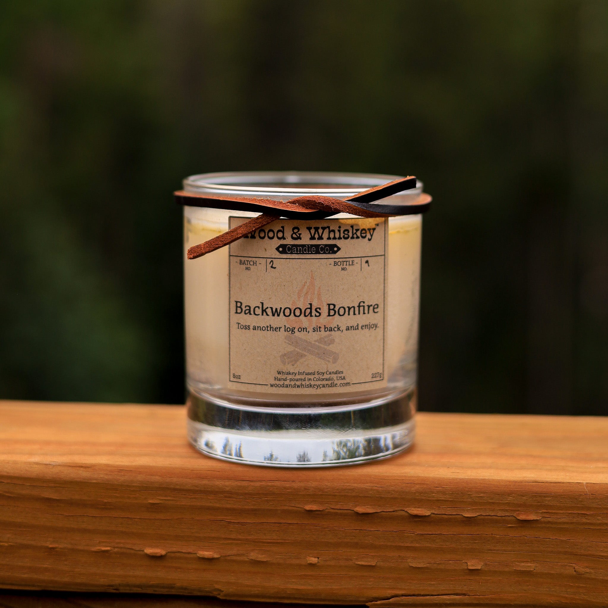 Backwoods Bonfire | 8 oz Whiskey Infused Cocktail Glass Candle